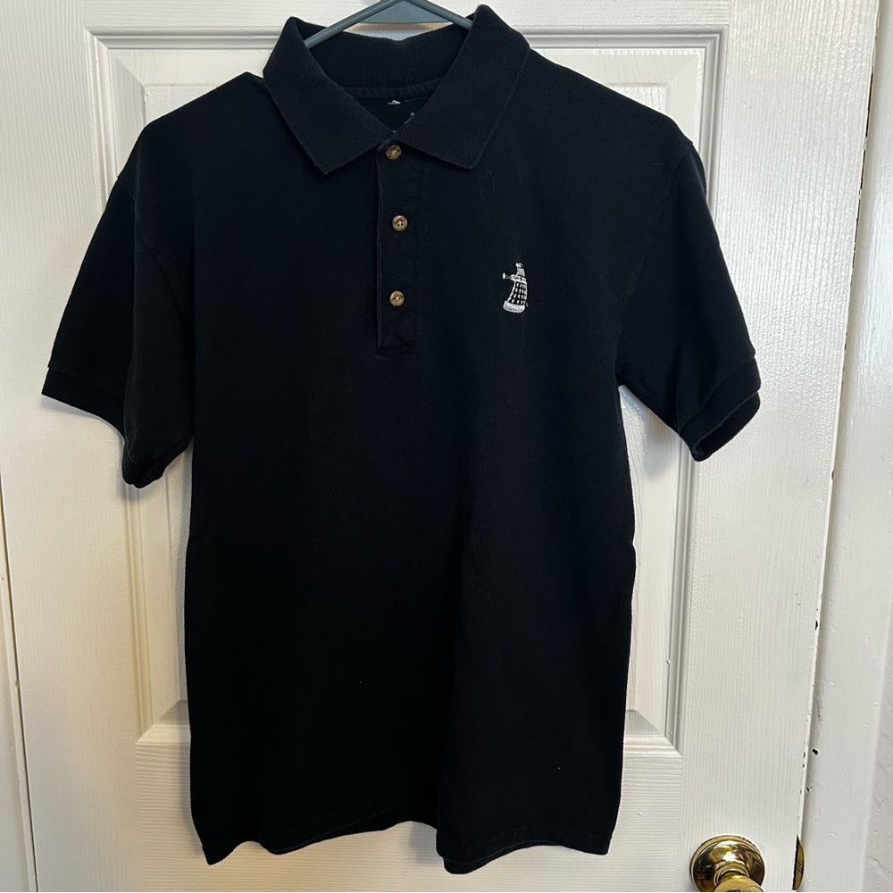 Dr Who Men’s Size Small Black Short Sleeve Polo Shirt 100% Cotton